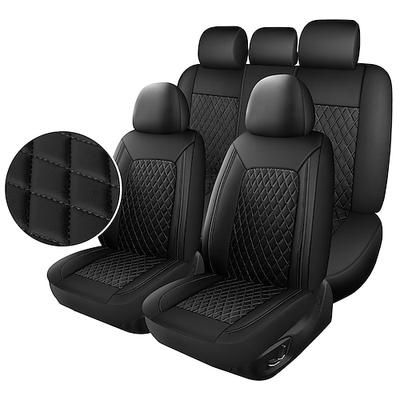 Set completo di coprisedili universali per auto, in ecopelle di alta qualità con cuciture a rombi, protezioni interne per berline, SUV, camion, compatibili con airbag, sedili posteriori sdoppiabili