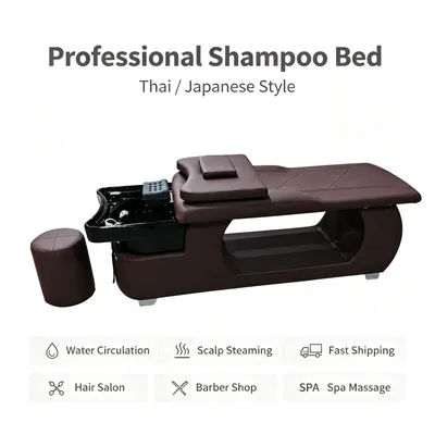 Thai Head Spa Shampoo Bed Water Circulation Massage Table with Steamer Fumigation Hood Beauty Salon Furniture