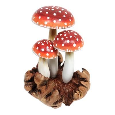 Forest Fantasy,'Handcrafted Jempinis and Benalu Wood Sculpture of Mushrooms'