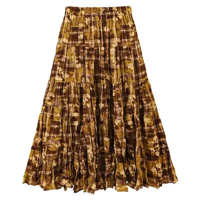 Nouvelle jupe d'été à fleurs fragmentées, taille haute, polyvalente, moulante, plissée, coupe trapèze évasée