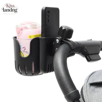 2 in 1 Stroller Cup & Phone Holder, Adjustable Universal Stroller Water Bottle Cell Phone Mount for Baby Stroller Handlebar