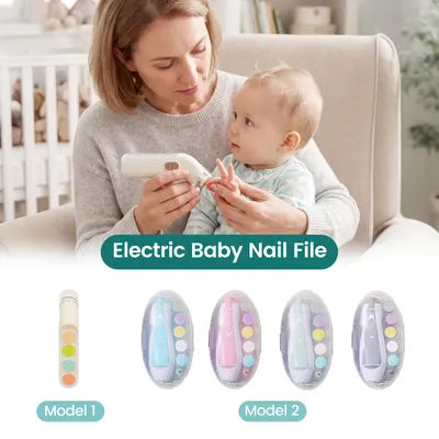 Premium Electric Baby Nail Trimmer with LED Light, 5-in-1 Nail File for Newborn Toddler Kids, Adjustable Speed and Brightness, P