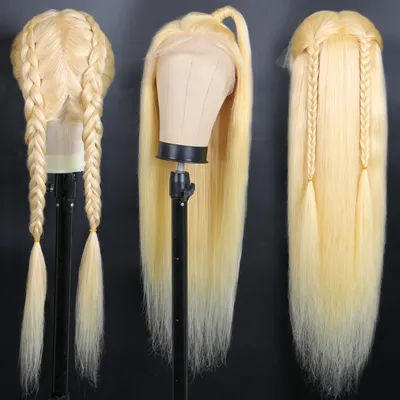 613 Blonde Bone Straight Human Hair Wigs 13x4 13x6 HD Transparent Lace Frontal Wigs 40 42 Inch 200% 220% 250% Density Pre Plucked With Baby Hair For Women Daily Wear