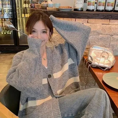 Cardigan en tricot de style paresseux pour femmes, veste pull respirante, haut coréen, nouveau