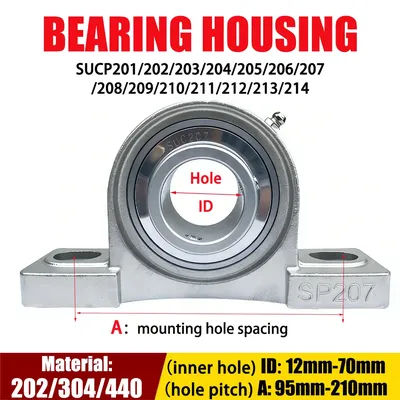 SUCP210 Spherical Outer Bearing 304 Stainless Steel Pillow Block Bearing With 12-70mm Bore For Industrial Machinery Equipment