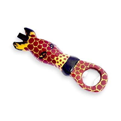 'Animal-Themed Wood and Stainless Steel Giraffe Bottle Opener'