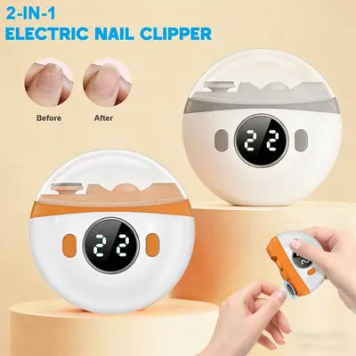 2 in 1 Electric Nail Clipper 3 Speed Adjustable for Seniors Adults & Babies Automatic Nail Polisher Trimmer Nail Care Device