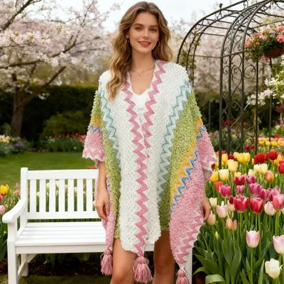 Ethnic style cloak, a must-have for winter travel, a cape, a northwest wind cardigan, a fringed blanket to keep warm