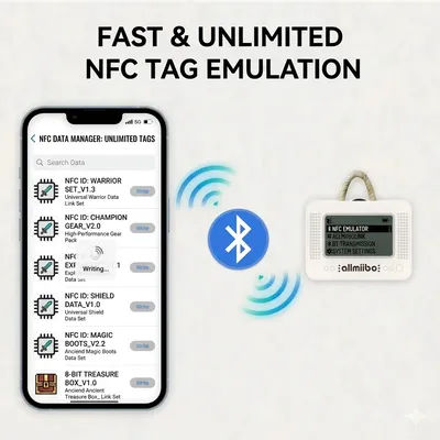 Allmiibo NFC Smart Simulator Bluetooth Link Emulator for Switch Wii U 3DS Support 14 Languages Rechargeable Game Tag Accessories