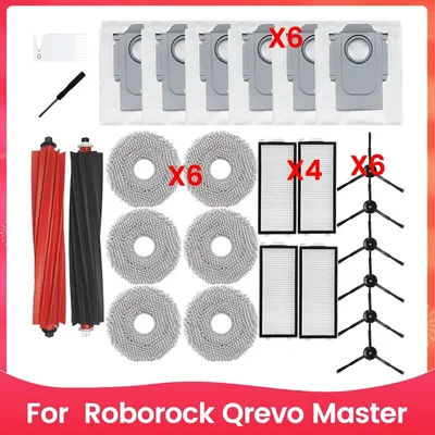 A03V For Roborock Qrevo Master Robot Vacuum Cleaner Main Side Brushes HEPA Filters Mop Cloth Dust Bags