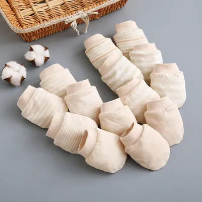 Baby Scratch Resistant Face Gloves 0-6Month Newborn Hand Protector Thin Breathable Pure Cotton Mittens Infant Protective Gloves