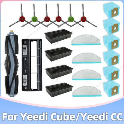 Compatible For Yeedi Cube / Yeedi CC Robot Vacuum Parts Main Roller Side Brush Hepa Filter Mop Cloth Dust Bag Accessories