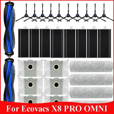 Compatible For Ecovacs X8 PRO OMNI Robot Vacuum Accessories Main Side Brush Hepa Filter Rag Dust Bag Roller Mop Parts