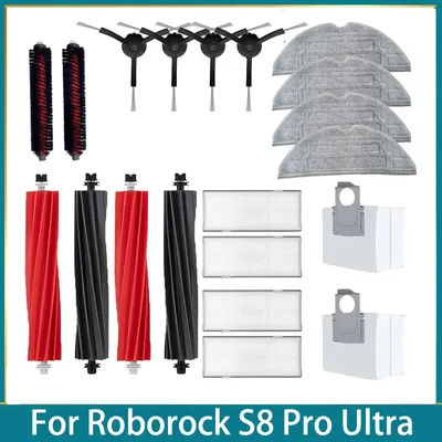 For Roborock S8 Pro Ultra Robot Vacuum Spare Parts Main Side Brushes Mop Cloths HEPA Filters Dust Bags Accessories
