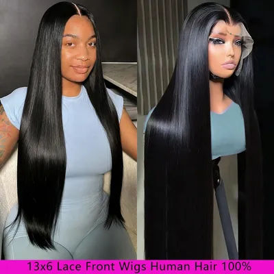 13x6 Lace Front Human Hair Wigs 30 Inch Straight Human Hair Wigs Transparent Brazilian Wigs Human Hair For Women Pre Plucked,100 Human Hair Wigs, Real Human Hair,Brazilian Straight Lace Frontal Wig,Natural Baby Hair,Can Be Dyed Bleached