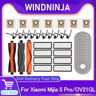 For Xiaomi 5 Pro / OV21GL Robot Vacuum Cleaner Accessories Dust Bag HEPA Filter Mop Cloth Main Side Brush Replacement Parts