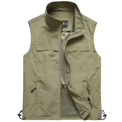 B&C Nouveau Gilet d'Été Respirant pour Hommes, Gilet de Randonnée et de Pêche, Gilet de Photographe, Veste Sans Manches en Maille Cargo, Gilet à Outils