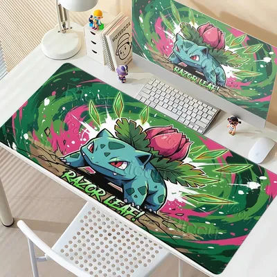 Grands tapis de souris à motif Anime P-Pokemon Bulbasaur, accessoires de bureau, tapis de clavier Lockedge, tapis antidérapants en caoutchouc pour ordinateur portable