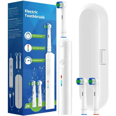 Brosse à dents électrique rotative intelligente aste, tête arrondie, compatible avec les têtes de brosse Oral B