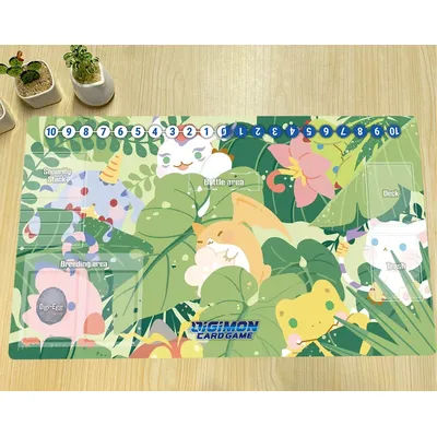 Tapis de jeu Digimon Gomamon Gabumon Patamon, tapis de jeu de société TCG CCG, tapis de jeu de cartes à collectionner, tapis de souris, tapis de bureau en caoutchouc, sac offert