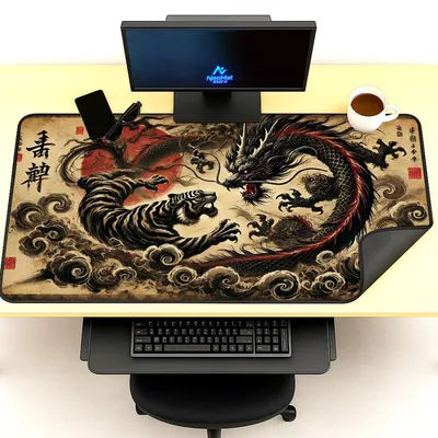 Tapis de souris XXL Dragon, accessoires PC, tapis de jeu 1400x600, tapis de bureau extra large 120x60, tapis de souris japonais 80x60, accessoire de bureau 90x60