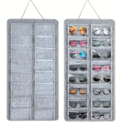Organisateur de lunettes en feutre, support mural pour lunettes de soleil, présentoir de rangement, sac suspendu, boîte de rangement de poche murale