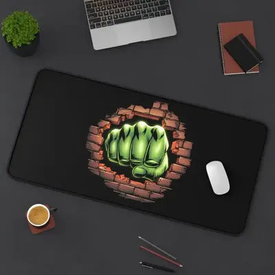 Tapis de souris comique au design amusant, poing vert, tapis de bureau de jeu imperméable et antidérapant, adapté aux amis, cadeau parfait