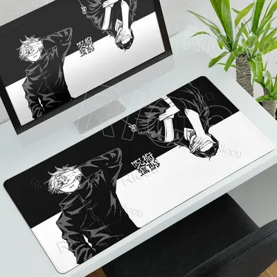 Tapis de souris Anime Jujutsu Kaisen Gojo Satoru, grand format, tapis de jeu antidérapant pour clavier mécanique, tapis en caoutchouc à bords verrouillés