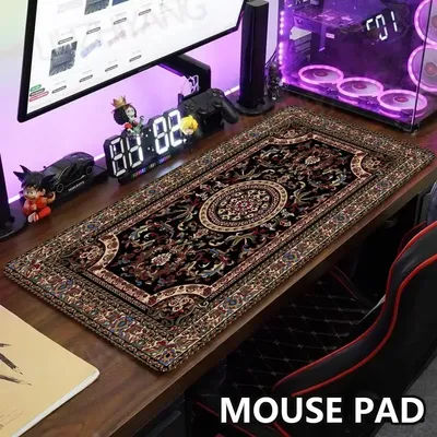 Grand tapis de souris persan rétro en caoutchouc antidérapant, tapis de souris de jeu Durable, bord adapté au bureau et au joueur, longs tapis de bureau