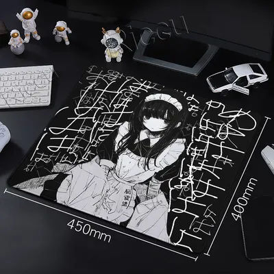 Tapis de bureau Anime Noir et Blanc, motif Landmine Subculture, pour filles mignonnes, petit tapis de souris, accessoires informatiques, tapis de souris antidérapant pour clavier de bureau