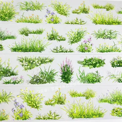 Ruban adhésif washi pour journal, motif u26 lanze, herbe 9999, plante verte, fleur, paysage, style chinois ancien, pour scrapbooking, agenda, autocollant, échantillon en boucle