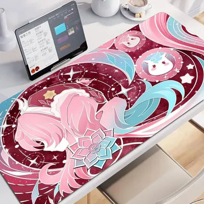 Tapis de souris Honkai Star Rail Love Pink Anime Girl, tapis de bureau imprimé HD, tapis de clavier, tapis de souris pour ordinateur, accessoires 900x400mm