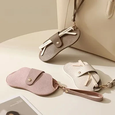 Pochette pour lunettes de soleil en cuir PU, étui de protection pour lunettes, sac de rangement portable pour lunettes, style coréen, clip pour lunettes