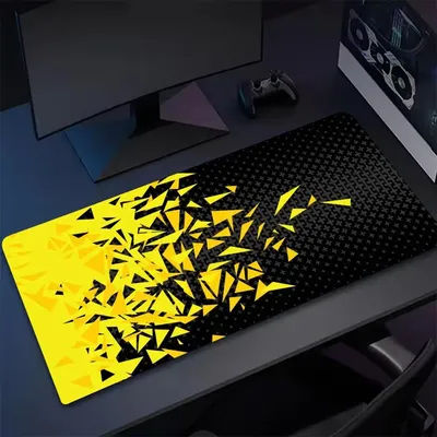 Tapis de souris Simple d'art jaune, grand tapis de souris XXL, tapis de jeu, serrure en caoutchouc, clavier, bureau, ordinateur de joueurs, ordinateur portable, bureau
