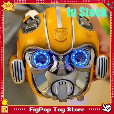 In Stock Hot Bumblebee Optimus Prime Wearable 1/1 Helmet Voice Control Mask Action Figure Bluetooth Base Light Up Eyes Toys Gift