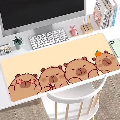 Tapis de Souris Capybara Adorable, Tapis de Clavier, Tapis de Table, Tapis de Bureau pour Étudiants et Gamers, Tapis de Tasse, Anti-plis, Antidérapant