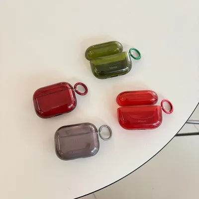 Étui AirPods 1 ou 2 3 4 Pro 2 Pro 3, avec crochet translucide, couleur unie, minimaliste avancé