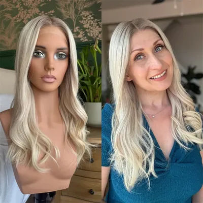 Soft Natural Wig Ombre Platinum Blonde Synthetic Lace Front Wig Heat Resistant Fiber Natural Preplucked Hairline with Baby Hair
