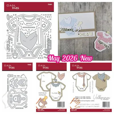 Dan/ Mw Baby Bodysuit Short Christening Wedding Script Metal Cutting Dies for DIY Handmade Scrapbooking Calendar Diary May 2026