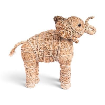 Rustic Elephant,'Large Rattan Elephant Sculpture Bound with Raffia Rope'