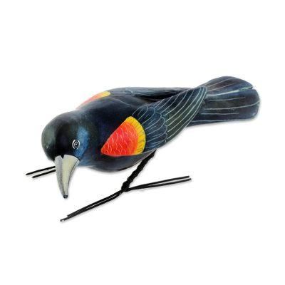 'Ceramic Figurine of a Red-Winged Blackbird from Guatemala'