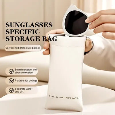 Pochette de rangement souple en cuir PU pour lunettes de soleil, mini sac portable tendance pour clés, bijoux et cosmétiques, sac à main simple pour le rangement des lunettes