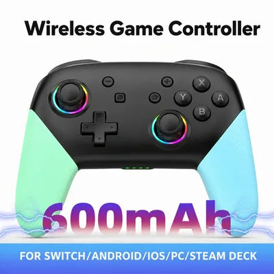 Wireless Gamepad For Switch Pro Controller for PC RGB Joystick Bluetooth-compatible for Switch/Lite/OLED Console with 6-Axis