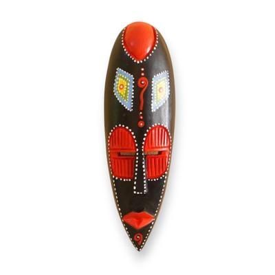 The Guise,'Traditional African Sese Wood Mask Painted in Red & Black'