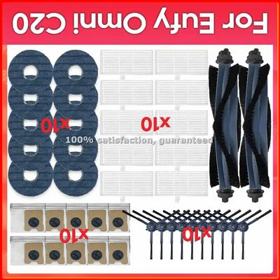 For Omni C20 Robot Vacuum Cleaner Main Side Brush Filter Mop Cloth Dust Bag Spare Parts Accessories A-A09G