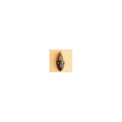 'Folk Art-Inspired Aluminum and Sese Wood African Wall Mask'