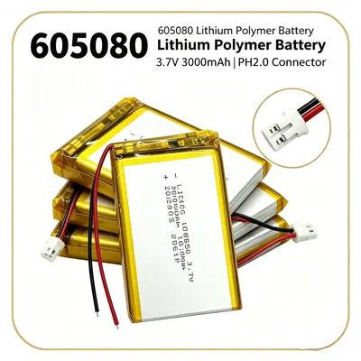 Batterie rechargeable au Lithium polymère Ion, 3.7V, 3000mAh, 605080, pour haut-parleur Bluetooth, purificateur d'air, Instrument de beauté portatif