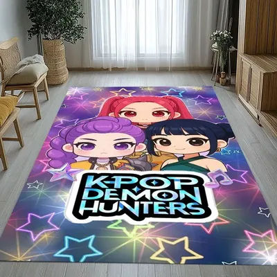 KPop D-Demon H-Hunters Girl Group Cartoon Soft Non-Slip Area Rug for Living Room,Bedroom Playroom Carpet Mat for Sofa,Home Decor