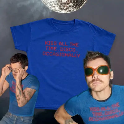 Kiss All The Time. Disco Occasionally Baby Tee T-Shirt Top Harry Style Album Merch New Tour Concert