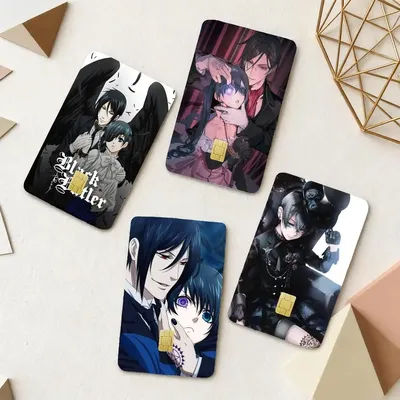 Anime B-Black Butler, film d'horreur, 4 pièces, 1 ensemble, film protecteur pour carte de crédit, carte bancaire, carte Visa, autocollant de protection.